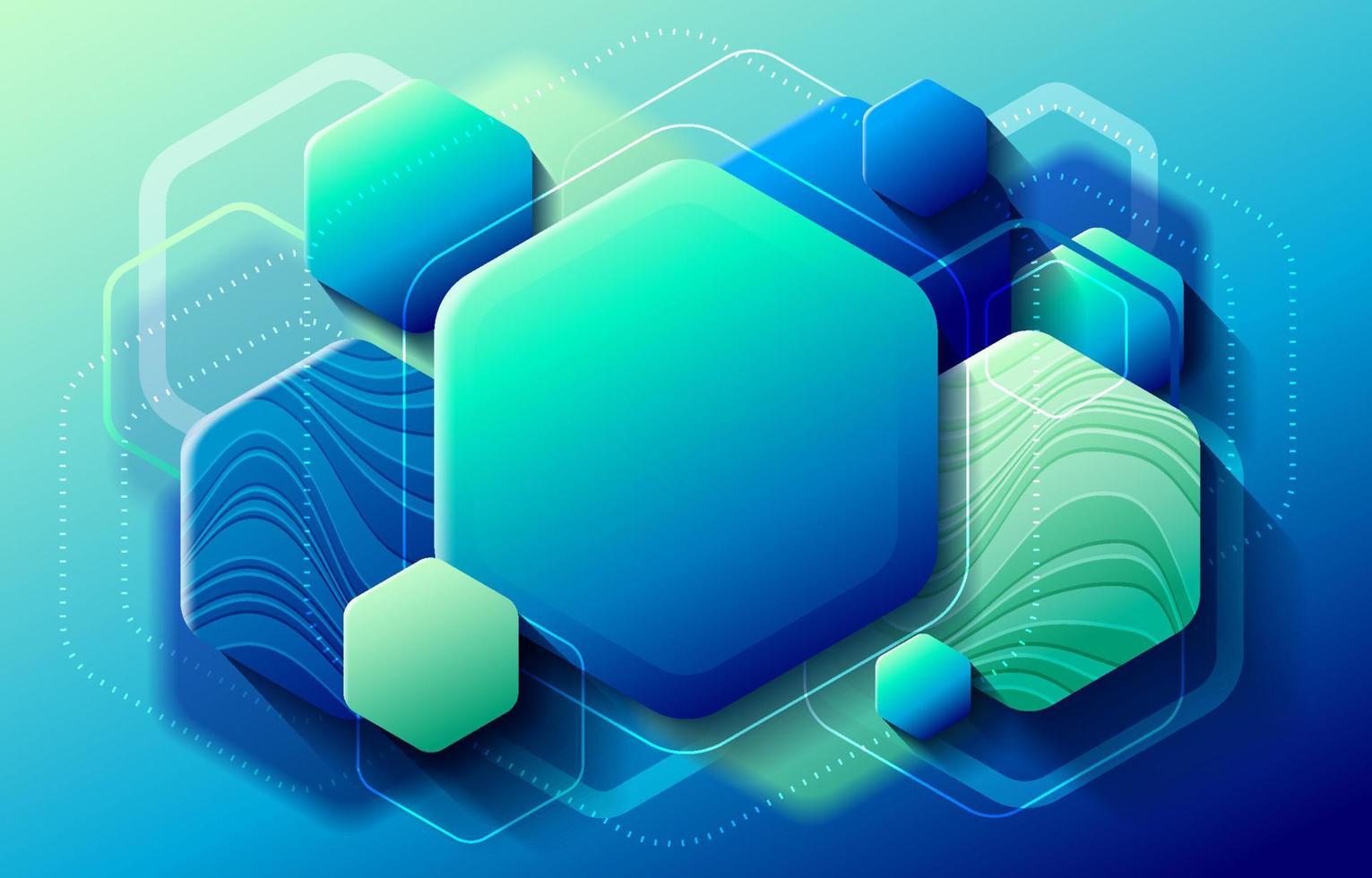 Blue Green Combo Hexagon Background vector