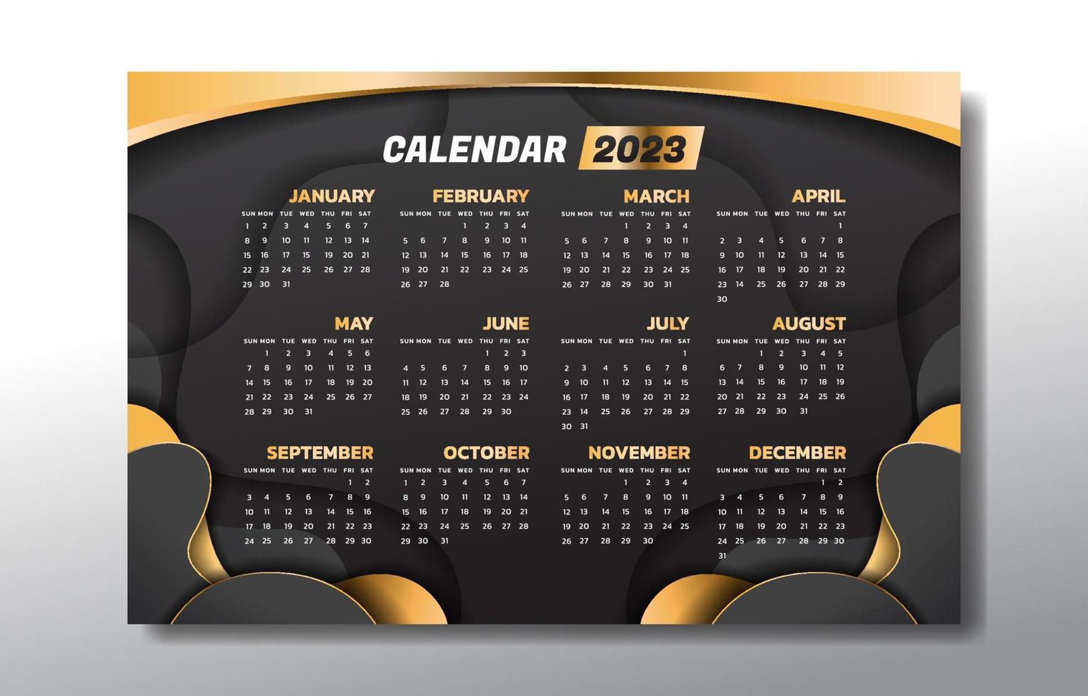 Luxury Calendar 2023 Template 17003332 Vector Art at Vecteezy