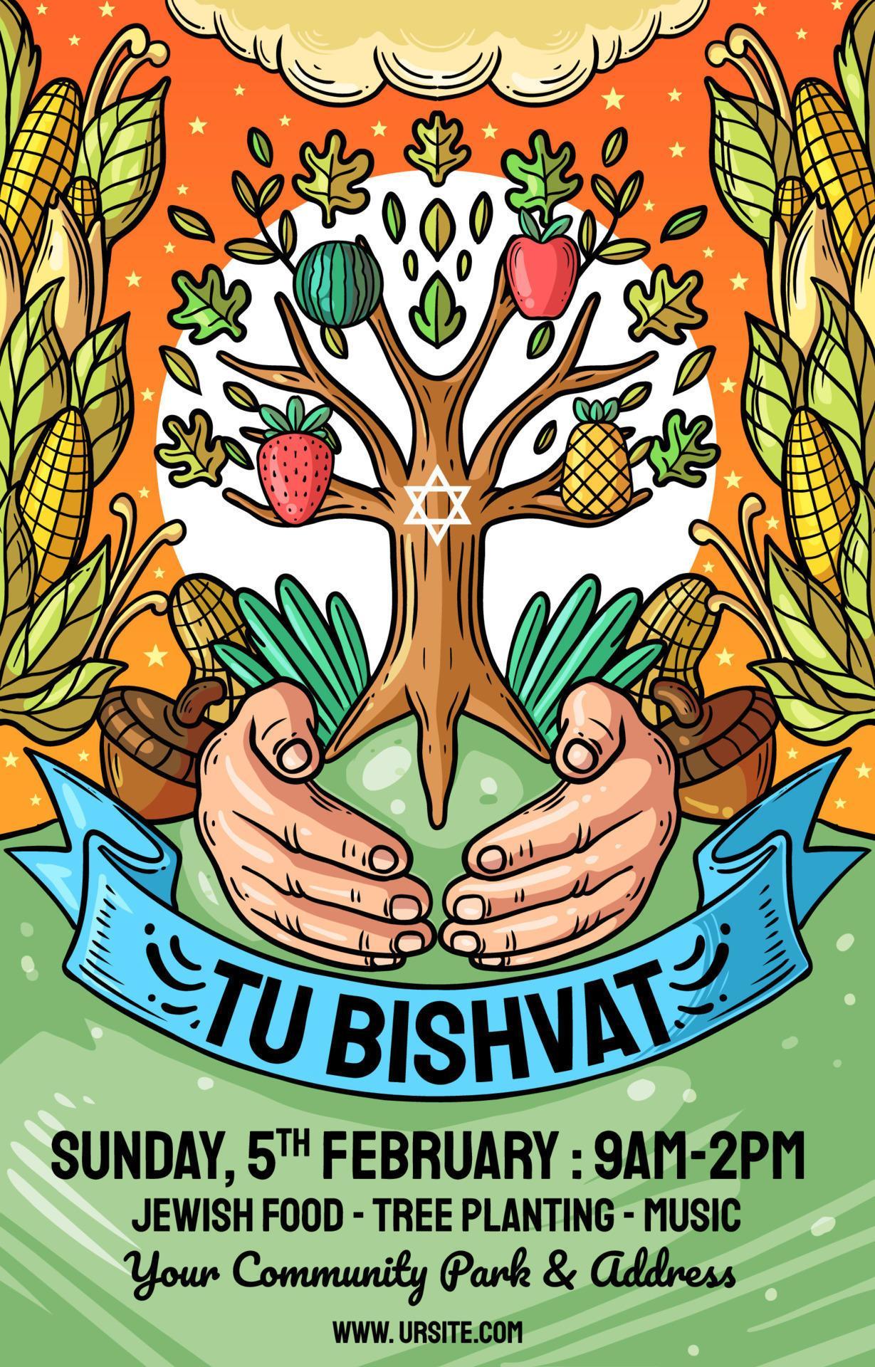 Tu Bishvat Plant Tree Poster 17003711 Vector Art at Vecteezy