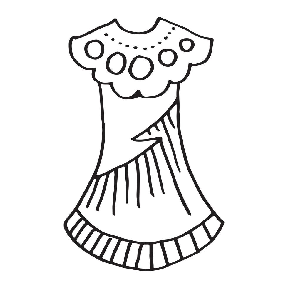 Doodle hand drawing with kid clothes. Vector illustration of lines and
