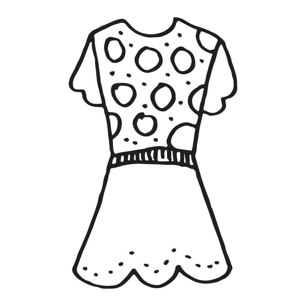 Doodle hand drawing with kid clothes. Vector illustration of lines and coloring pages for kids