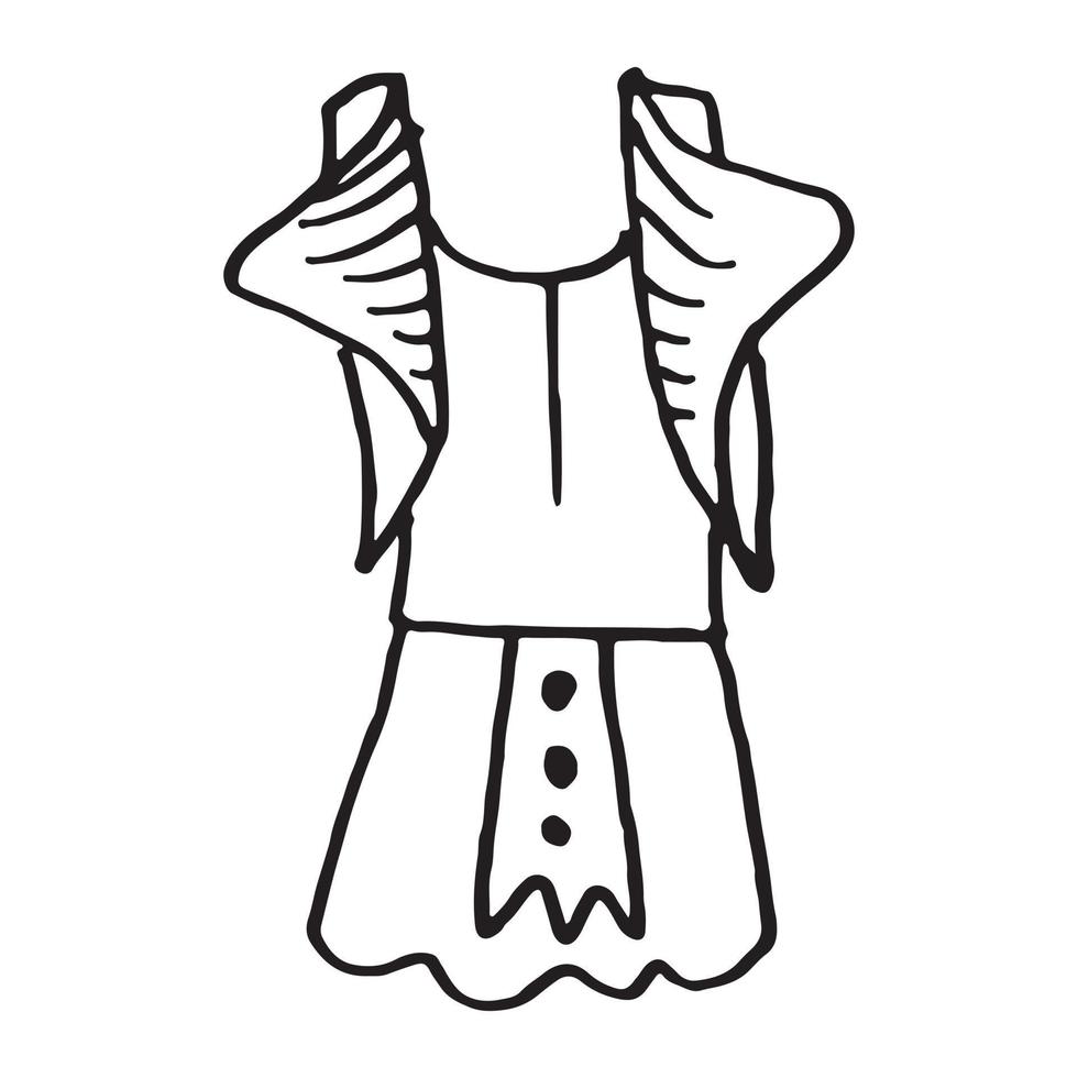Doodle hand drawing with kid clothes. Vector illustration of lines and coloring pages for kids