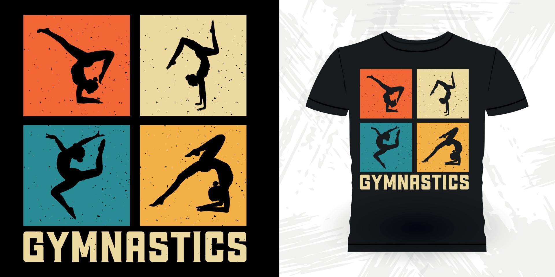 divertido gimnasta niñas mujeres retro vintage gimnasia camiseta diseño vector