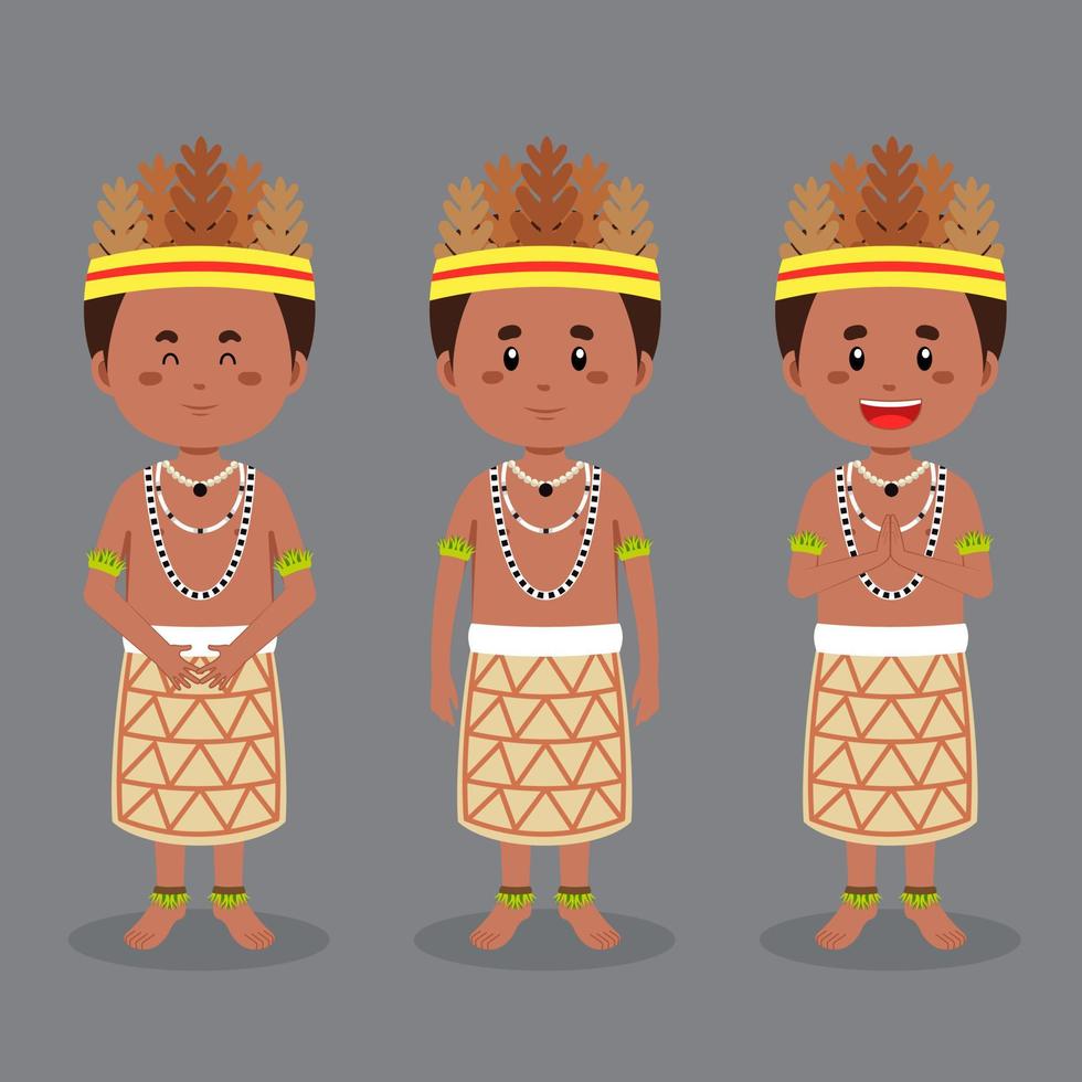 personaje de papua nueva guinea con varias expresiones vector