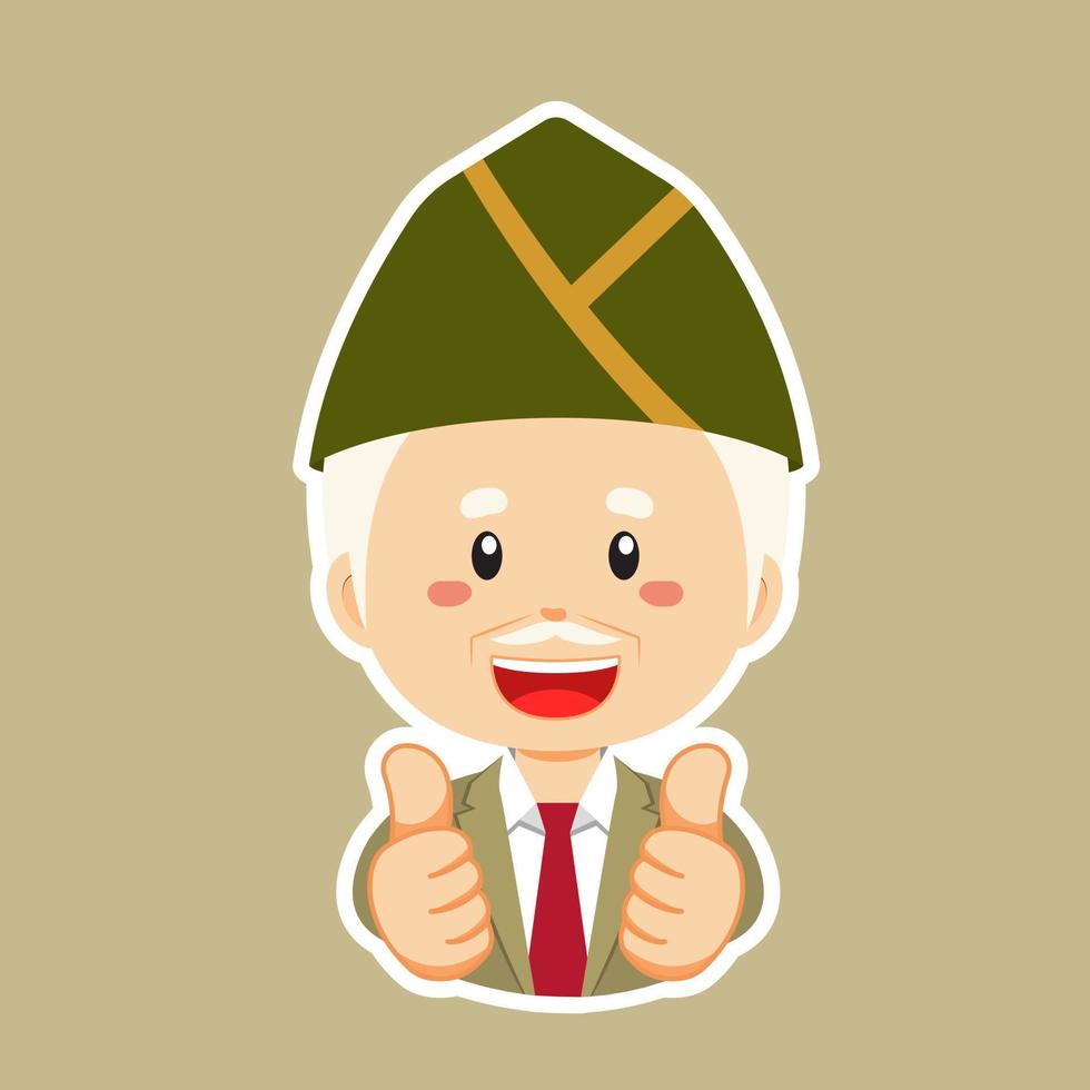 Happy Veteran Army Character Sticker vector