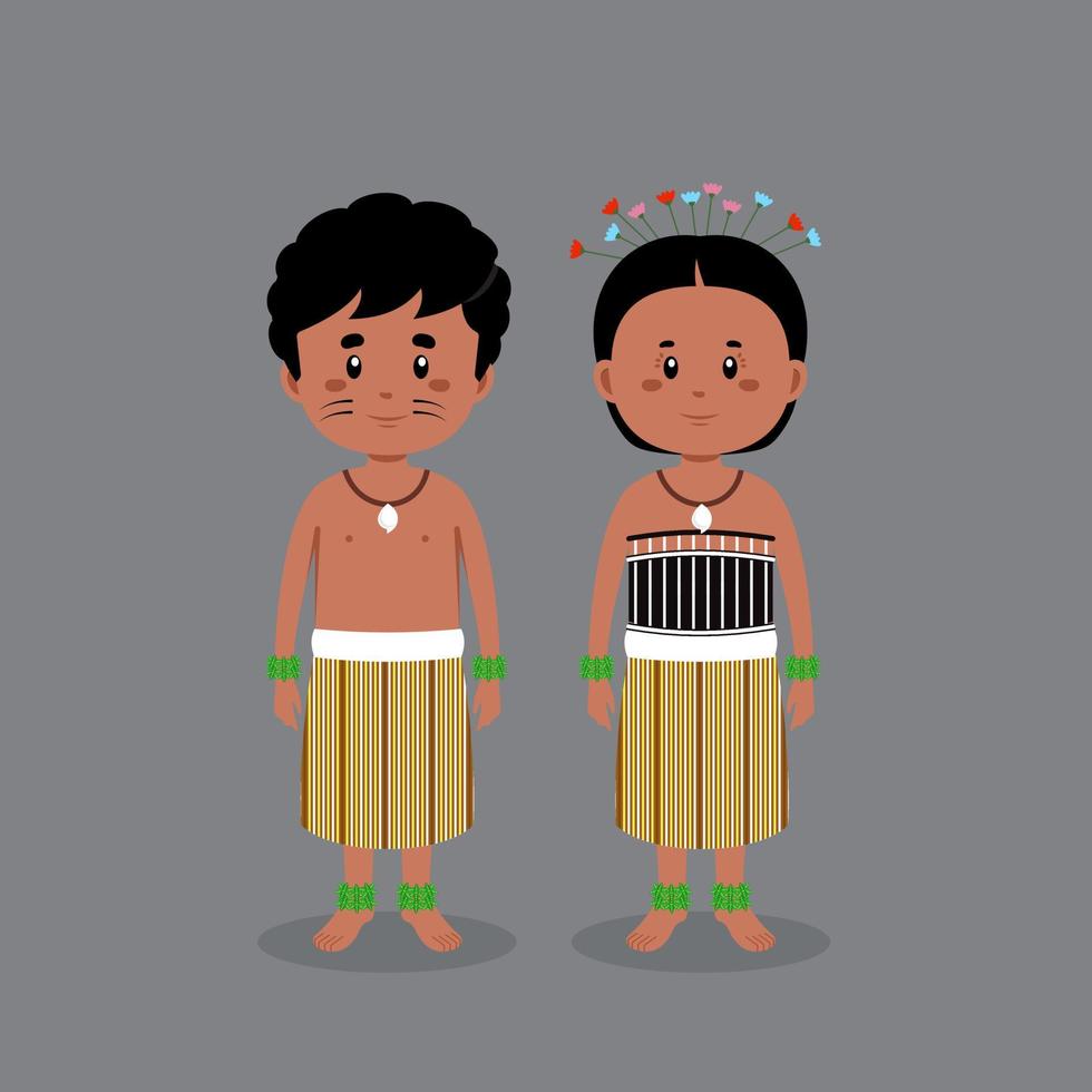 Couple Character Wearing Fiji Australia Traditional Outfit vector