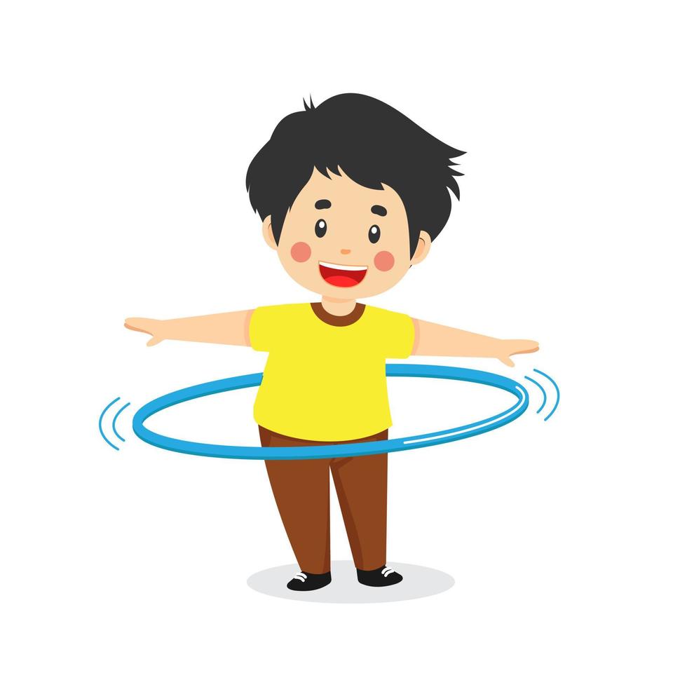 Cute Boy Playing Hula Hoop vector