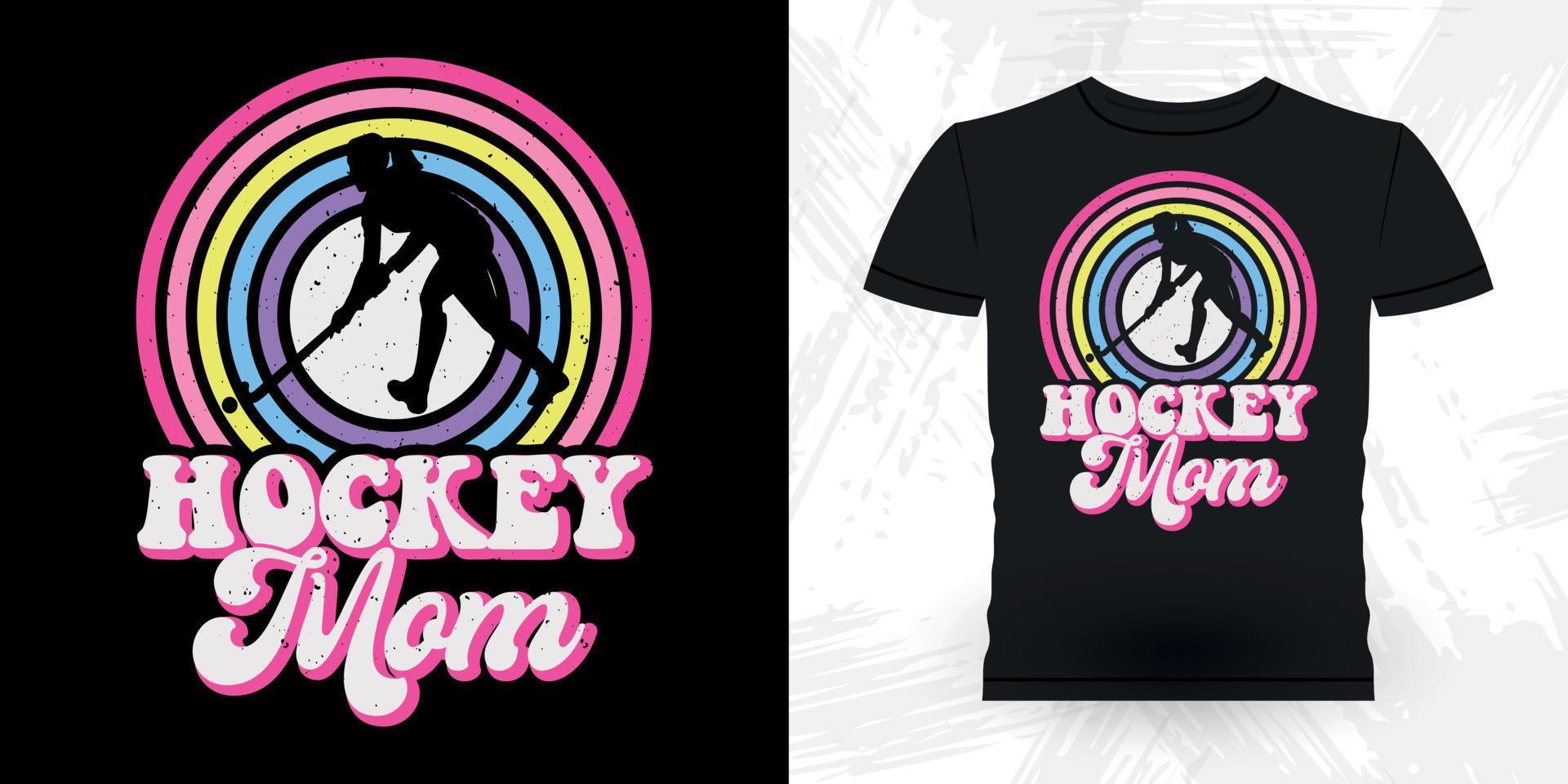 hockey mamá divertido deportes jugador de hockey regalo retro vintage día del padre diseño de camiseta de hockey vector