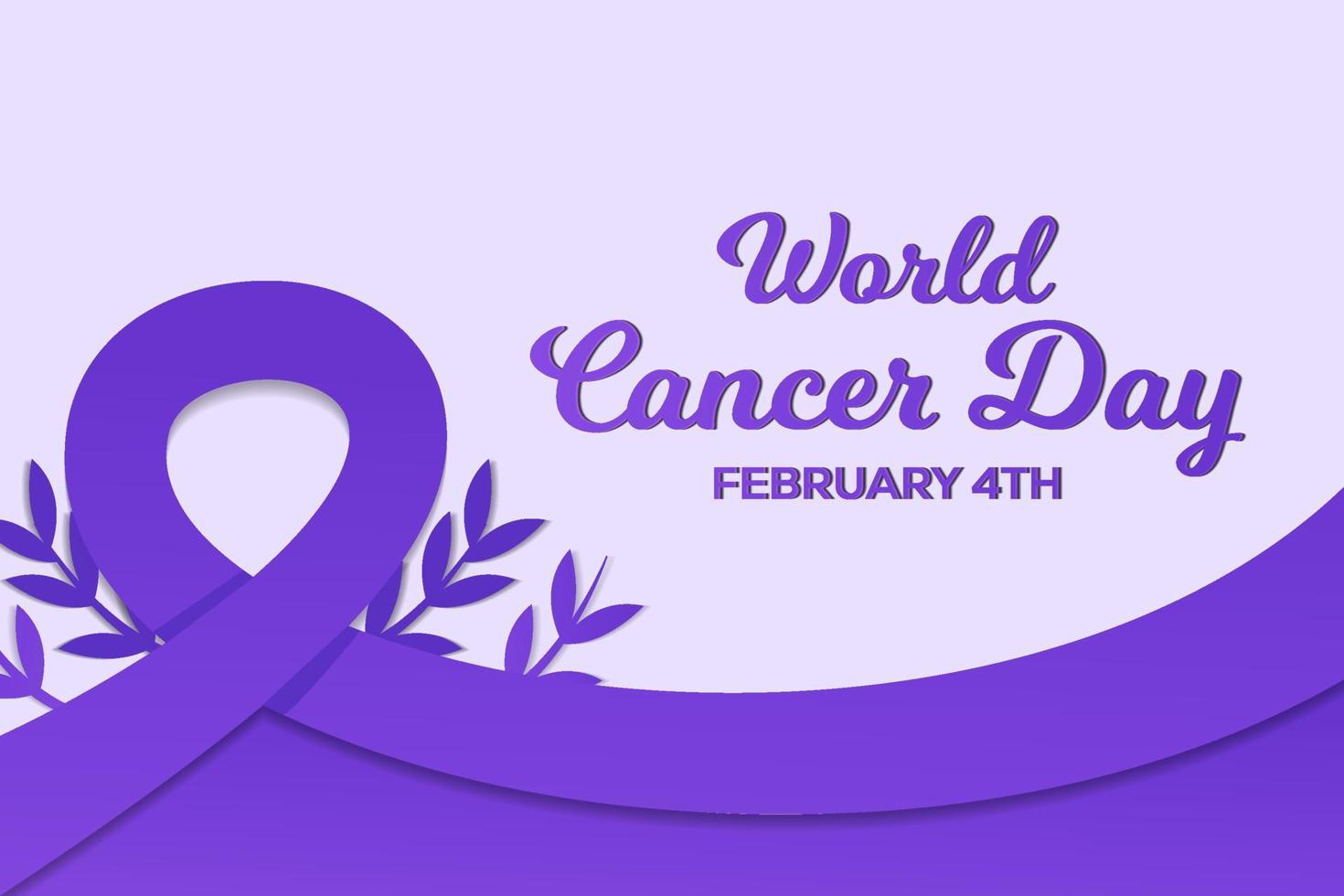 world cancer day horizontal banner illustration in paper art cut style vector