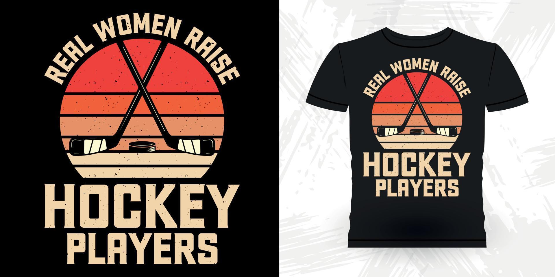 divertido jugador de hockey deportivo regalo retro vintage diseño de camiseta de hockey vector