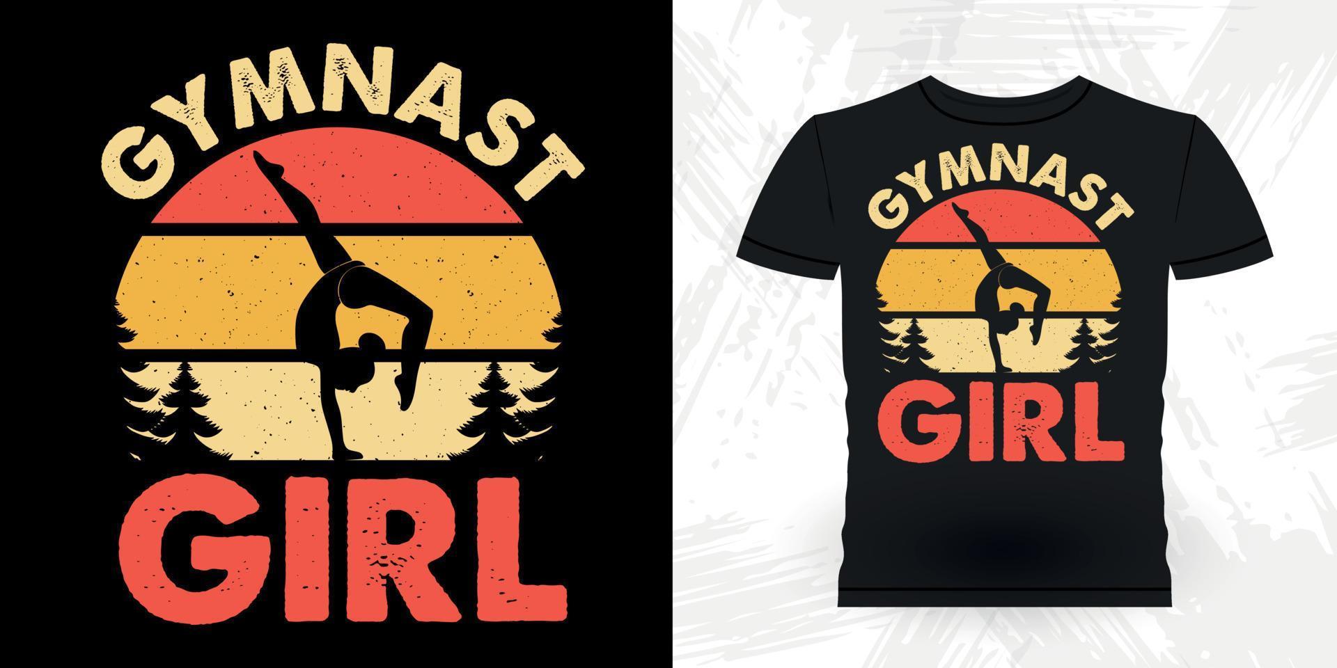 divertido gimnasta niñas mujeres retro vintage gimnasia camiseta diseño vector