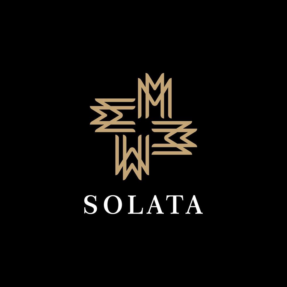 Logo golden propeller outline luxury monogram minimalist template vector for business company