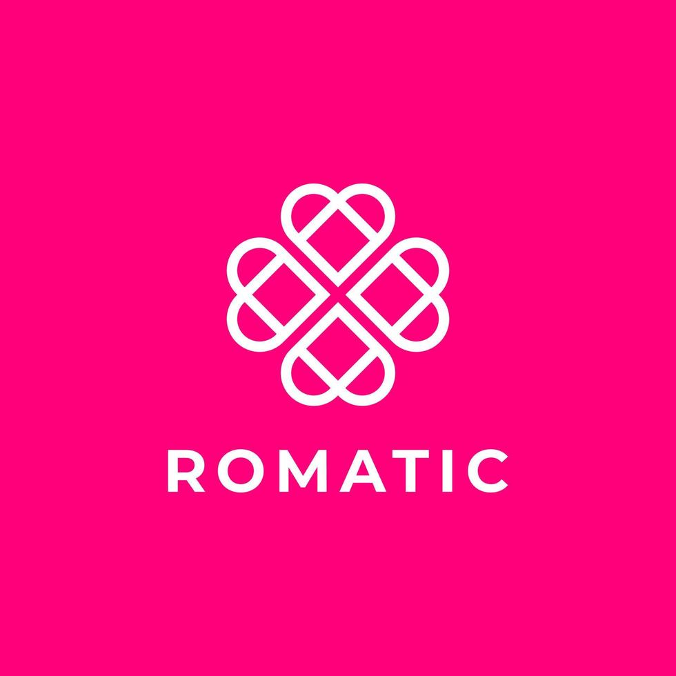 Logo outline love heart cute beauty monogram minimalist template vector for business company