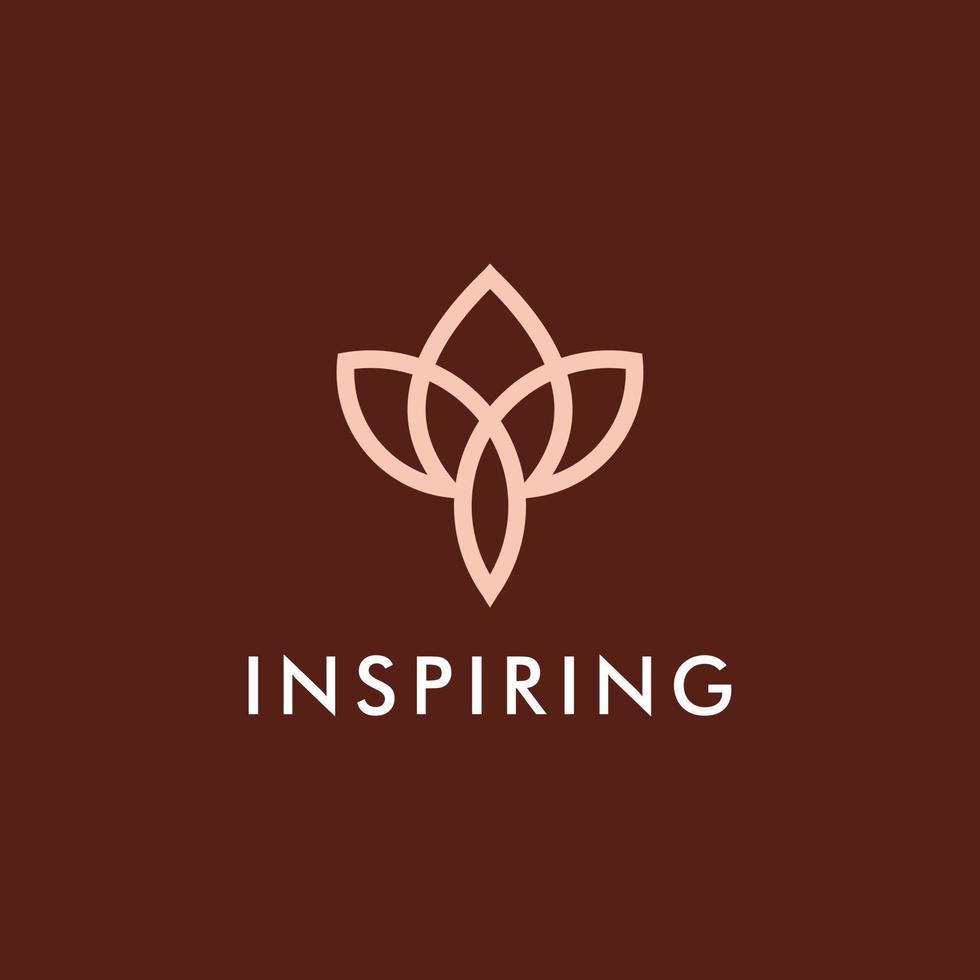 Logo flower lotus spa aesthetic beauty monogram minimalist template vector for business company