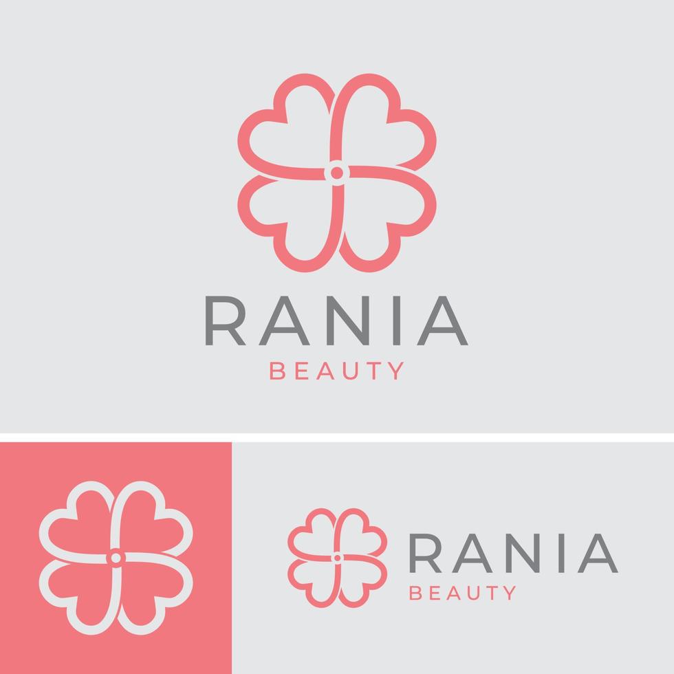 logo minimalista línea de amor grupo de flores para empresa comercial vector