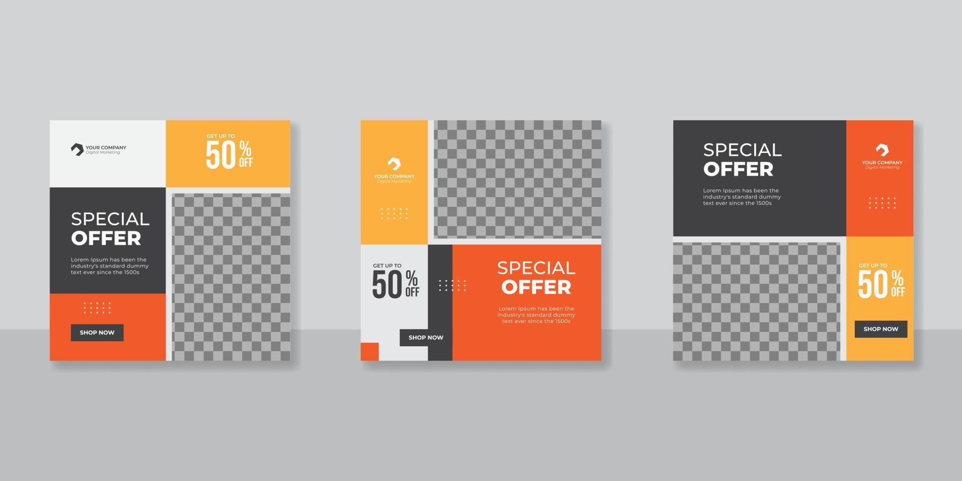Minimalist promotion square web banner for social media furniture or fashion sale vector