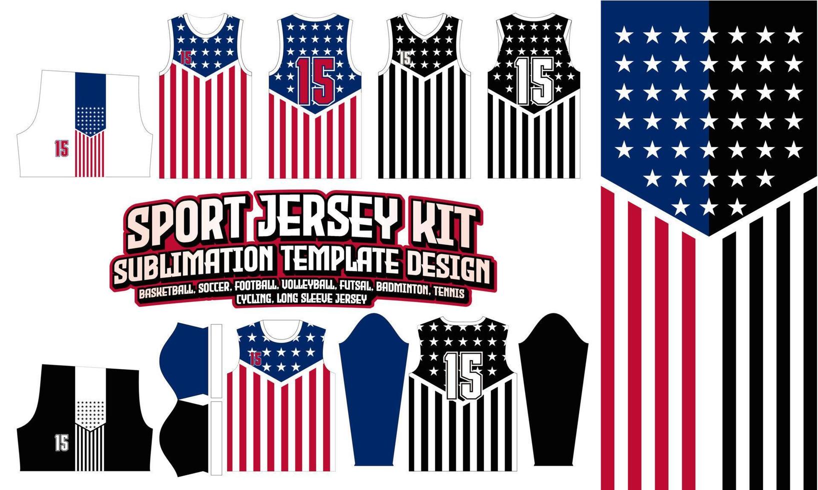 USA National Jersey Design Sport Wear layout for Soccer Football E-sport Basketball volleyball Badminton Futsal t-shirt vector