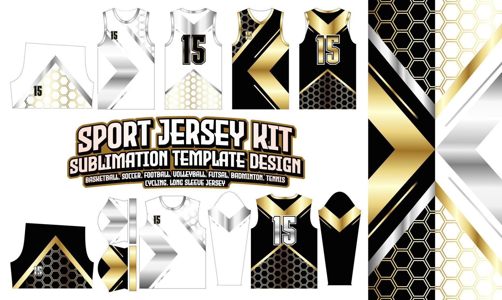 luxury Jersey Apparel Sport Wear Sublimation pattern Design for Soccer Football E-sport Basketball volleyball Badminton Futsal t-shirt vector