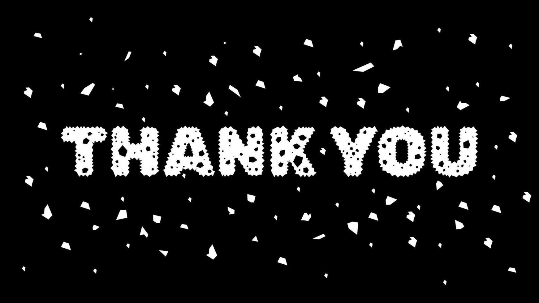 Thank You white typography lettering black background, vector illustration.