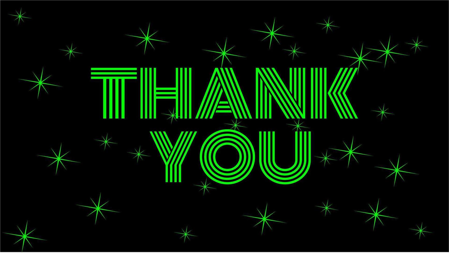 Thank You green typography lettering with black background, vector illustration.