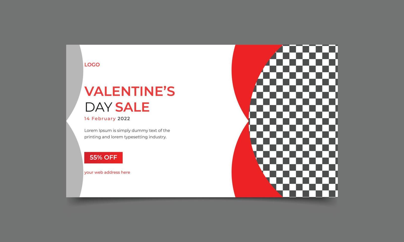 Happy valentines day web banner design. vector