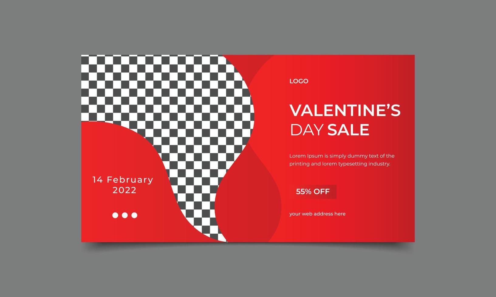 Valentine's day sale banner or poster template design. vector illlustration.