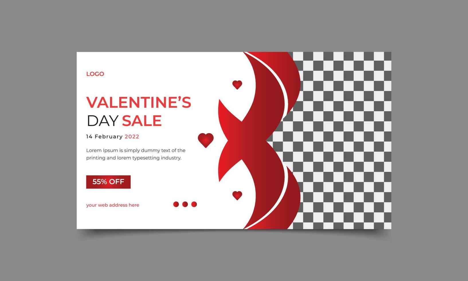 Social media banner design for Valentine's Day and Valentine's hearts vector background.