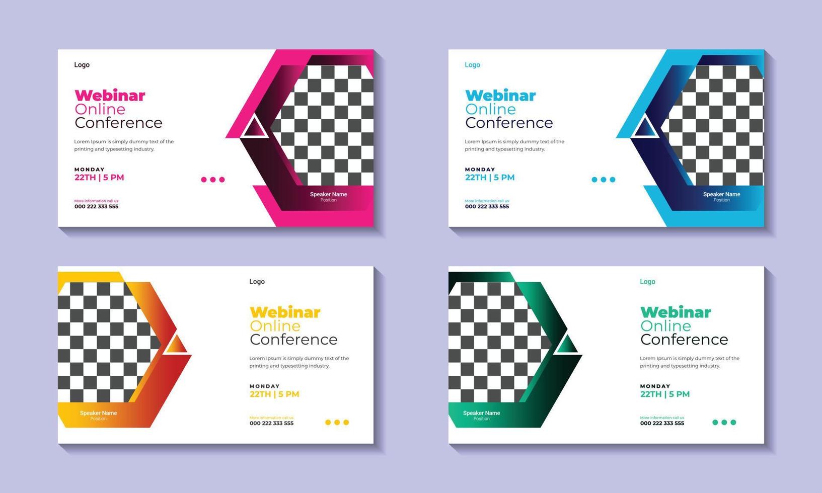 Webinar business conference live webinar invitation banner design. Online corporate business webinar conference web banner design template. vector