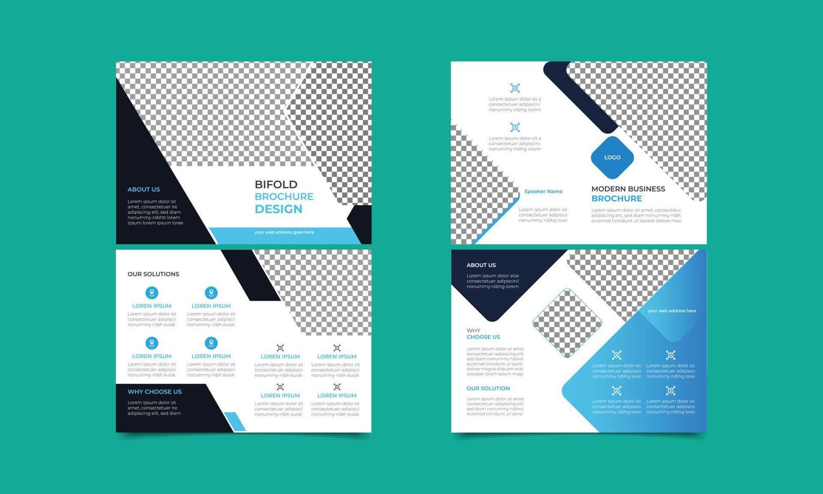 Creative business bi-fold brochure template. Business bifold brochure design template in A4 format with minimal layout design. vector