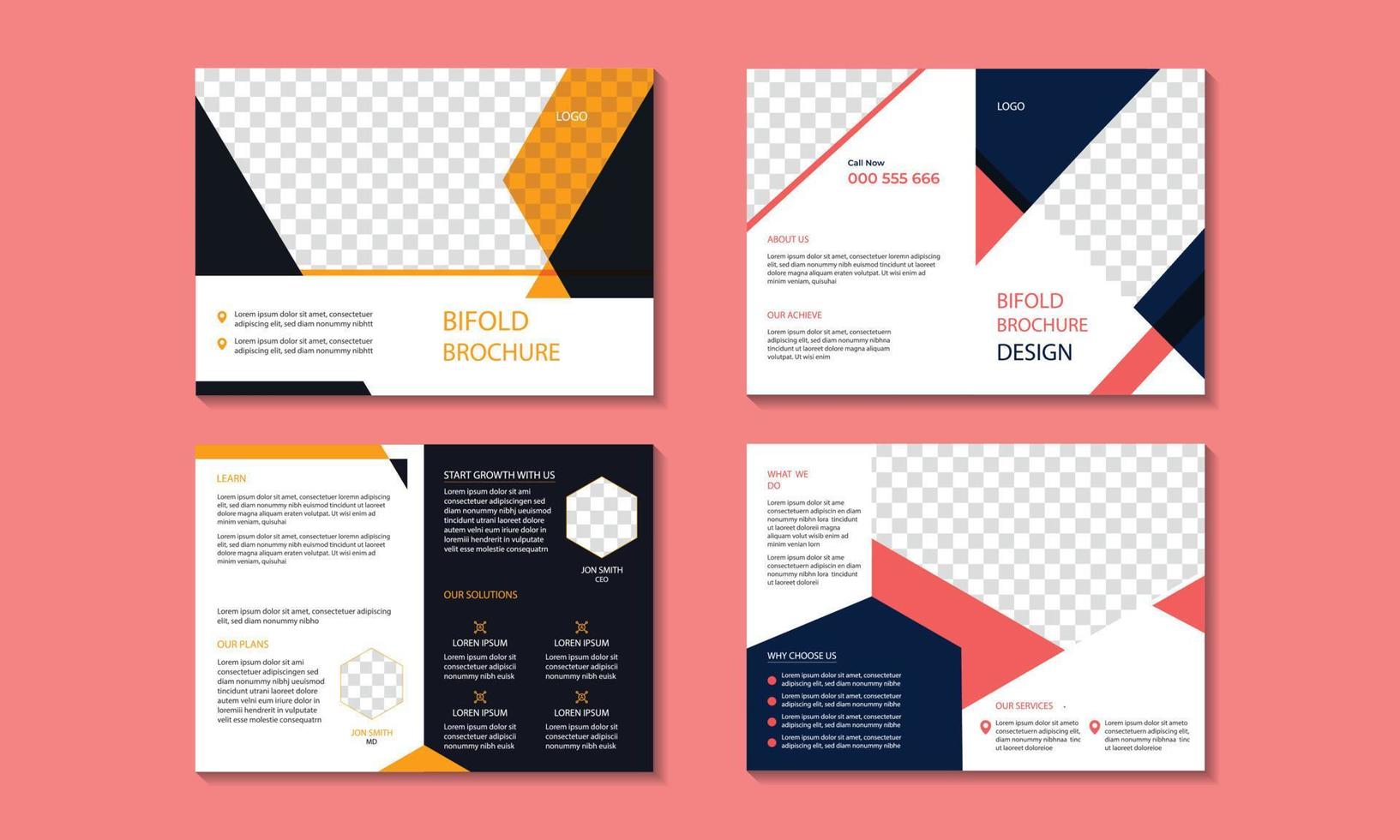 Creative business bi-fold brochure template. Business bifold brochure design template in A4 format with minimal layout design. vector