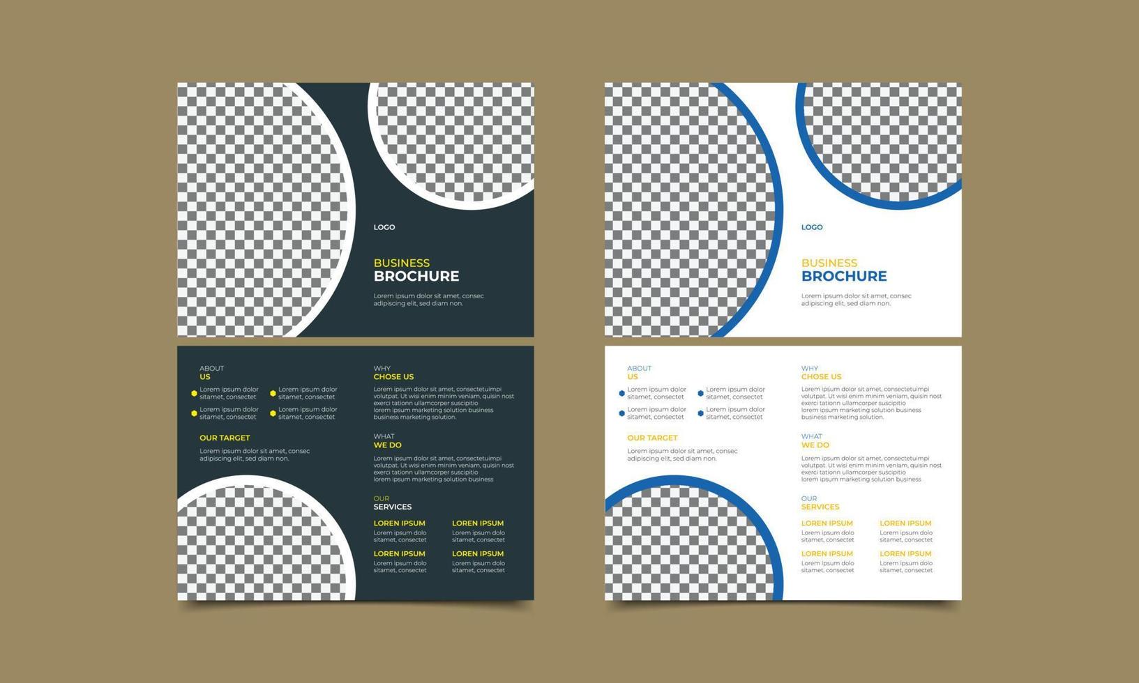 Business bifold brochure design template. Professional business 4 page brochure design template. vector illustration.