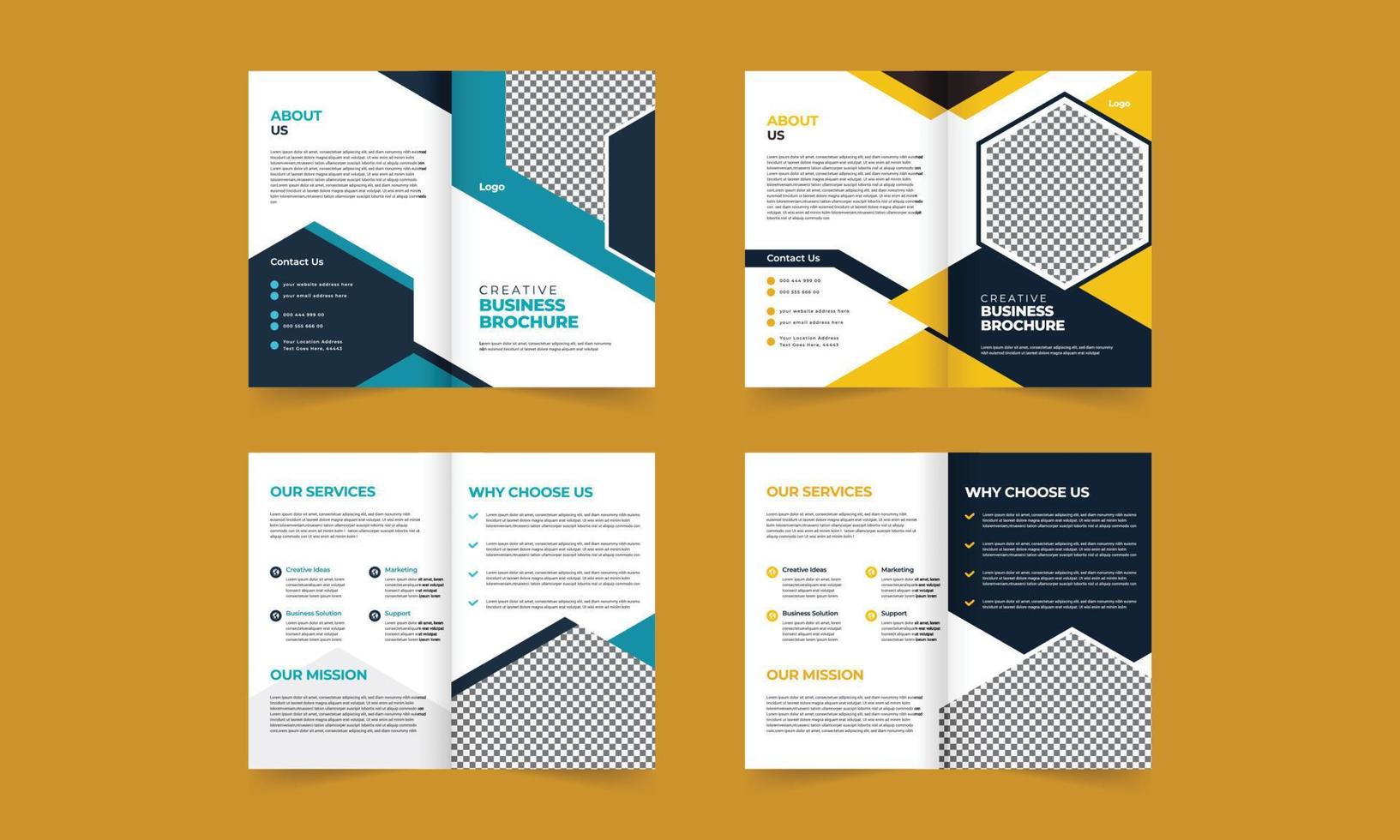 Creative business bi-fold brochure template. Business bifold brochure design template in A4 format with minimal layout design. vector