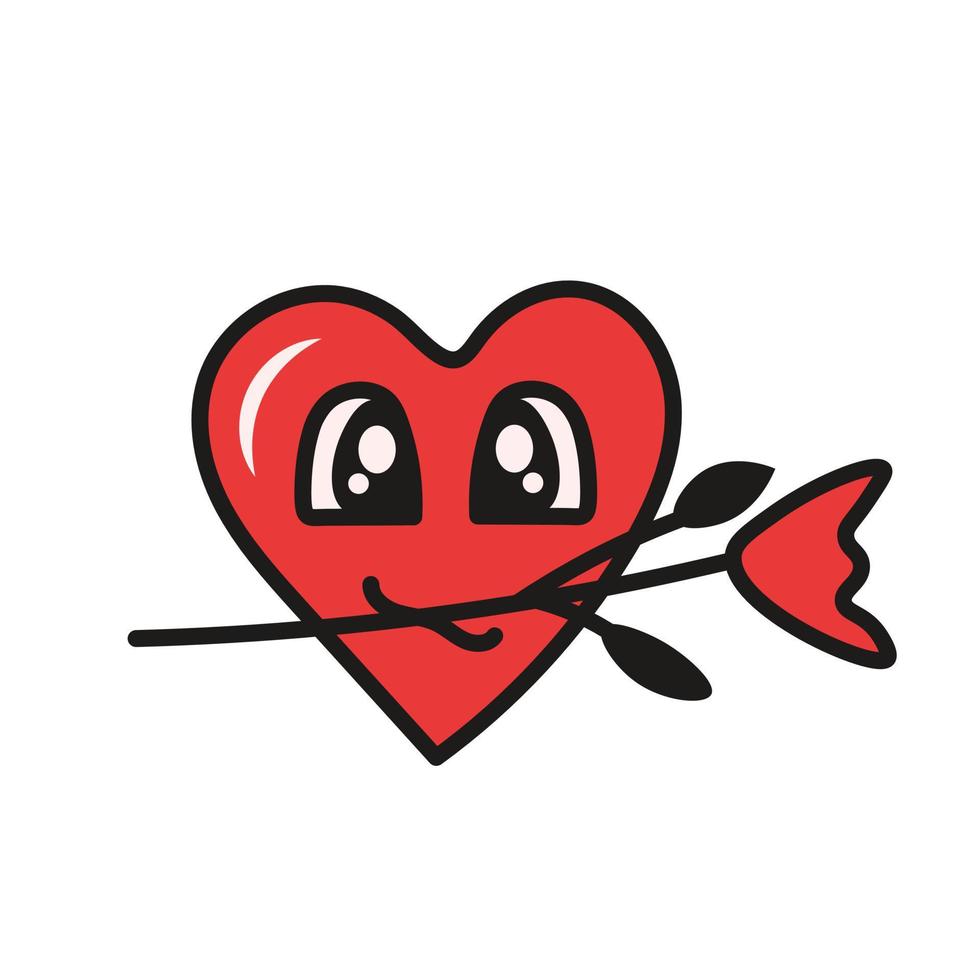 Heart character with rose in mouth vector