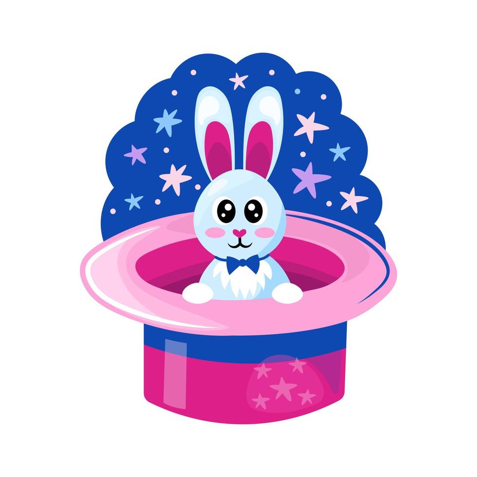 Magical rabbit in a hat vector