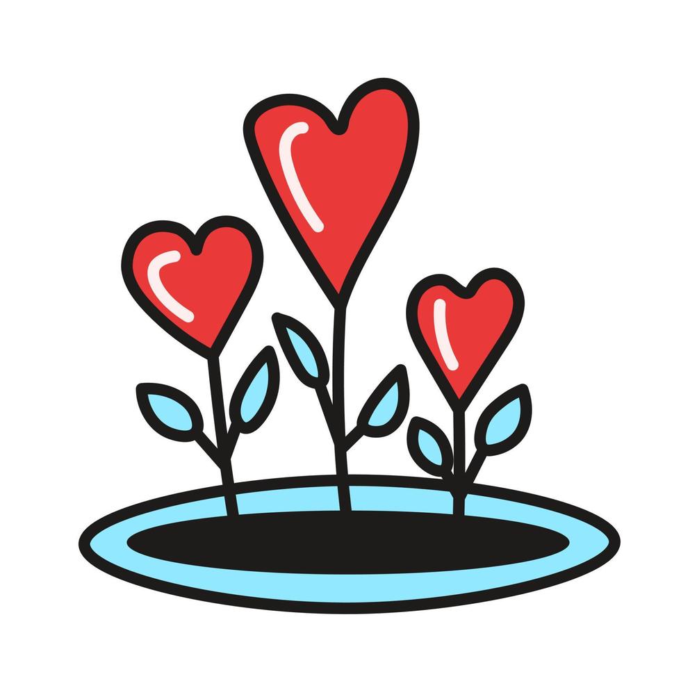 Hearts flowers love vector illustration