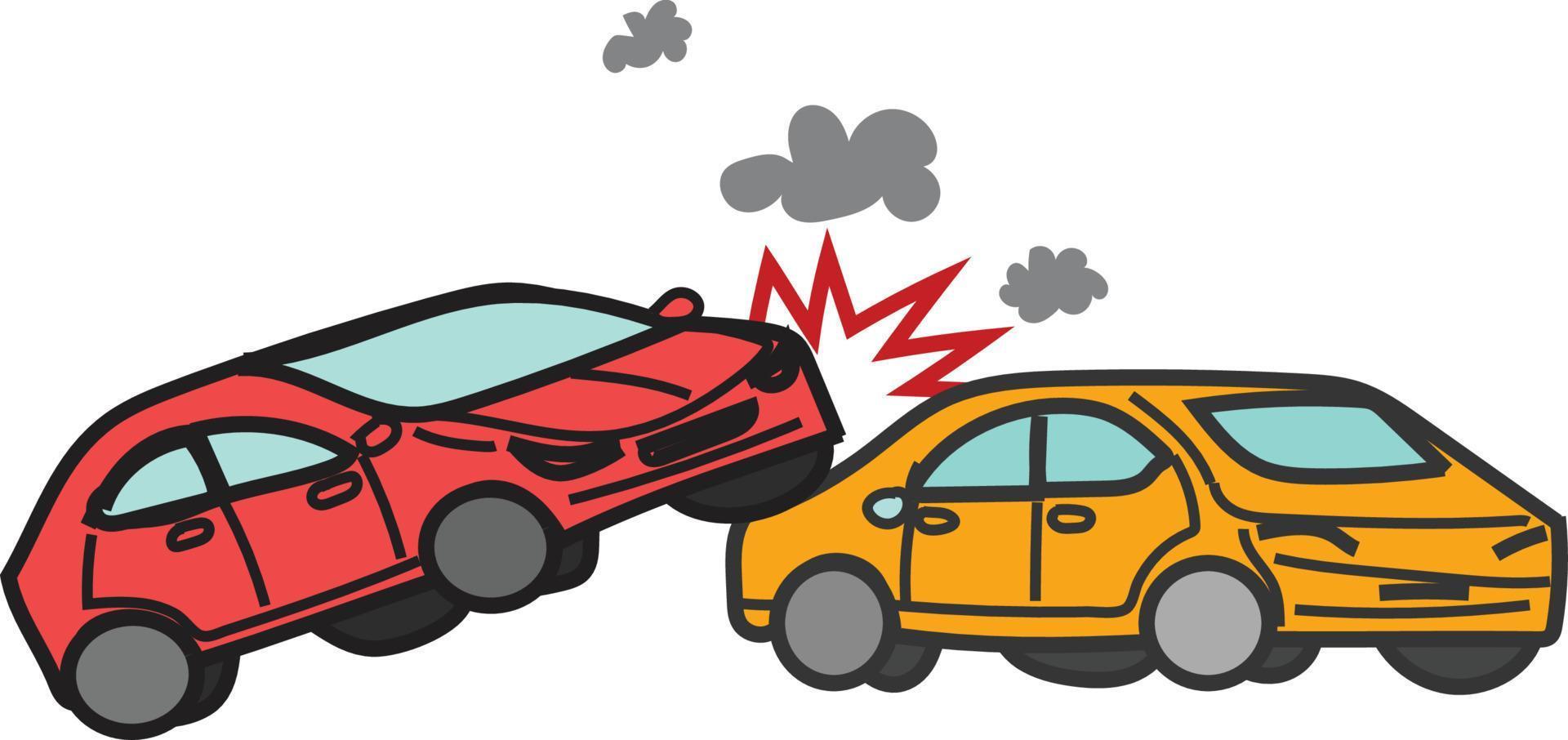 car crash cartoon vector illustration