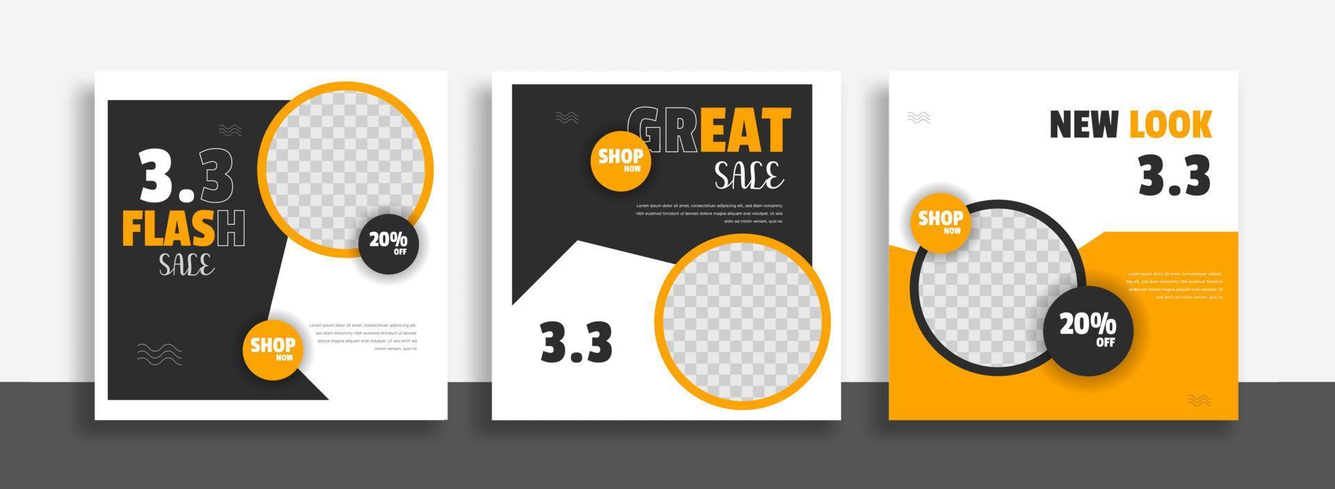 Editable minimal square banner template with geometric shapes for social media post, story and web internet ads. Vector illustration