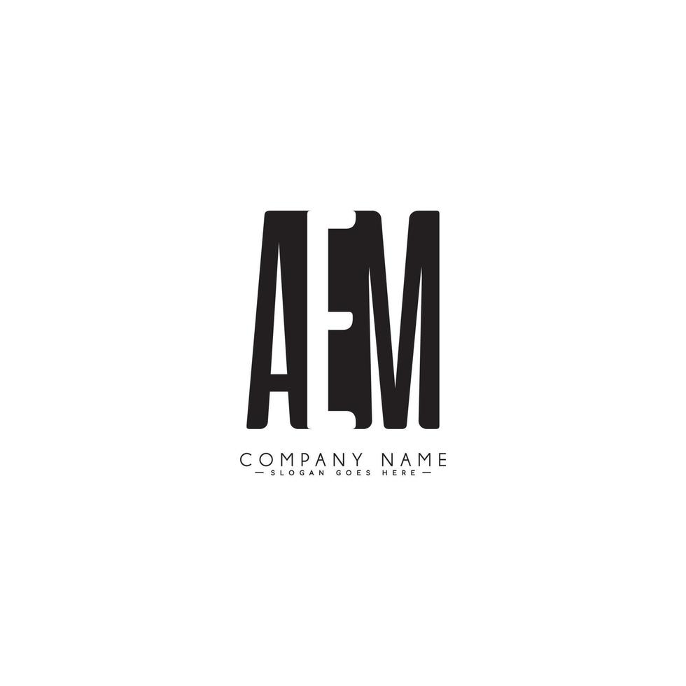 logotipo comercial mínimo para el alfabeto aem - letra inicial a, e y m vector