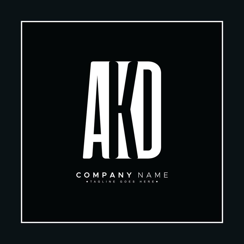 logotipo comercial mínimo para el alfabeto akd - letra inicial a, k y d vector