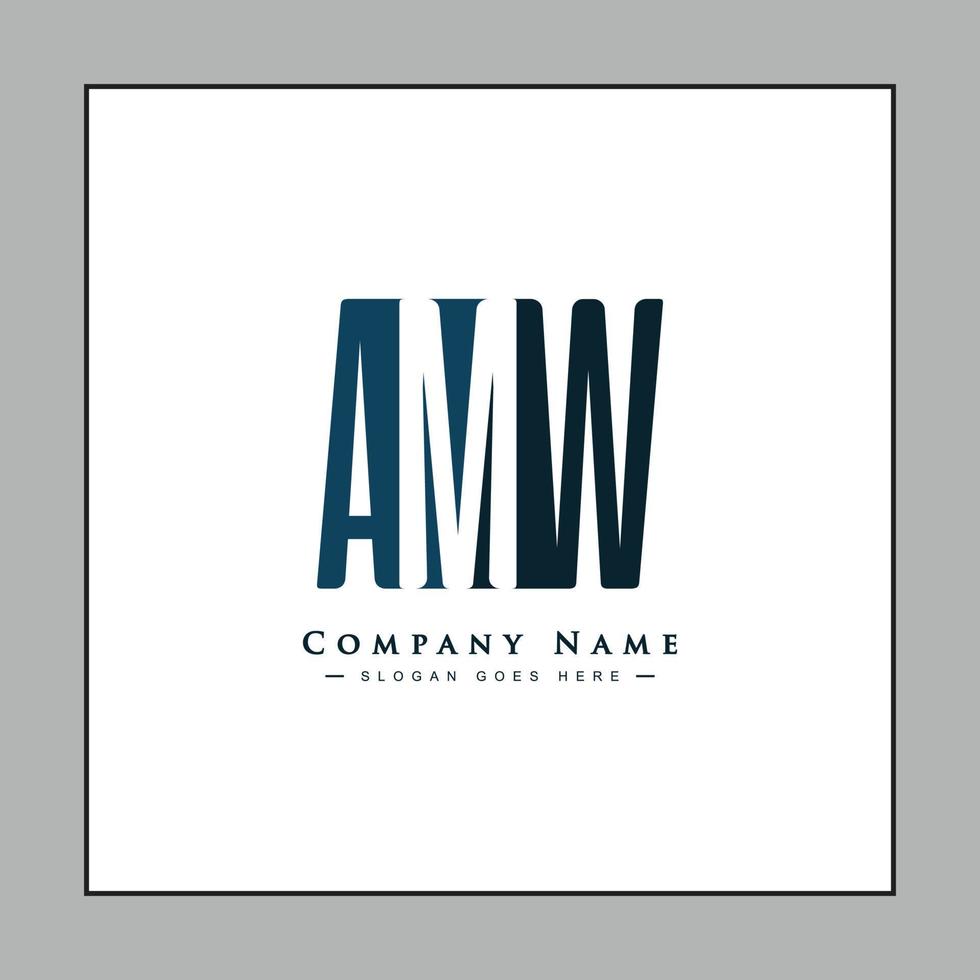 Simple Business Logo for Initial Letter AMW - Alphabet Logo vector