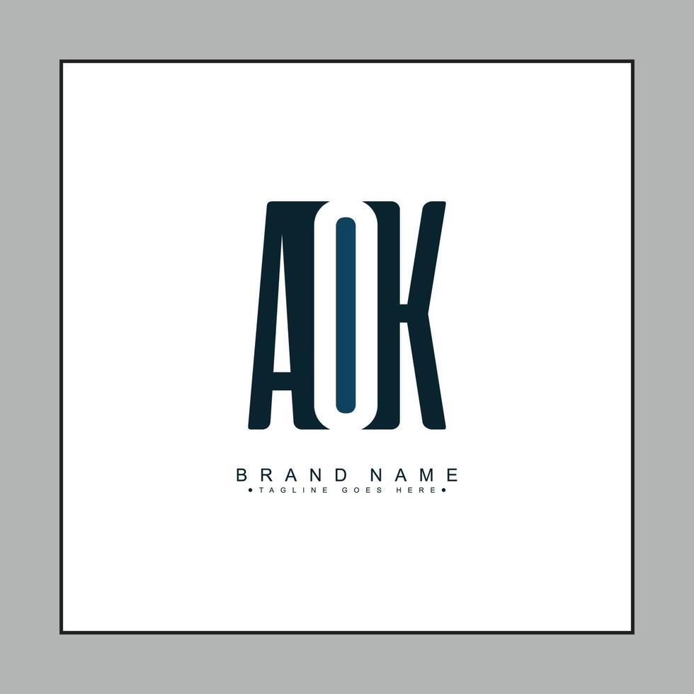 Initial Letter AOK Logo - Simple Monogram Logo for Initials A, O and K vector