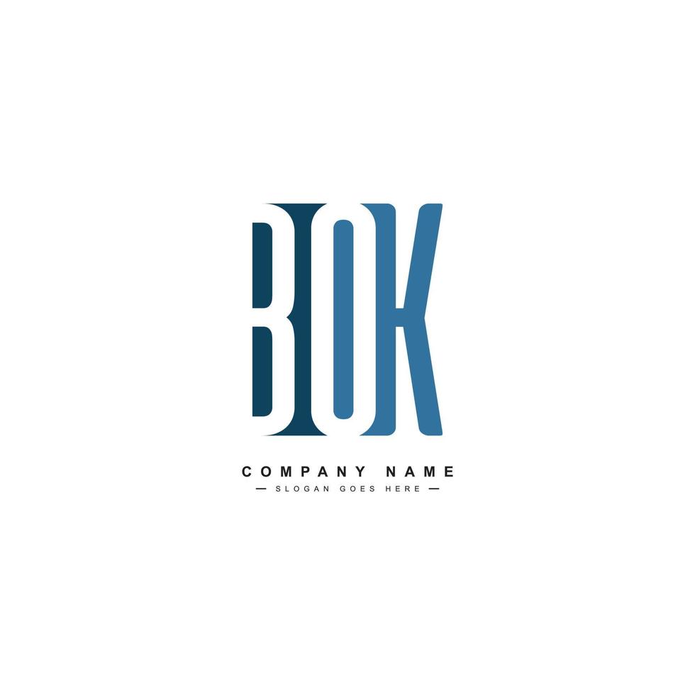 logotipo comercial mínimo para el alfabeto bok - letra inicial b, o y k vector