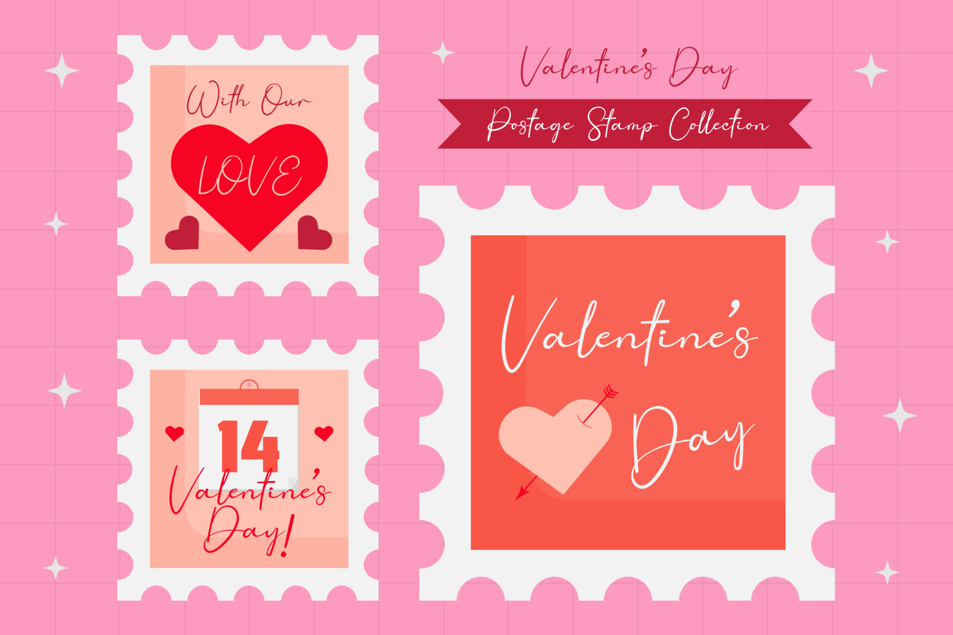 Love stamps - for wedding valentines day Vector Image