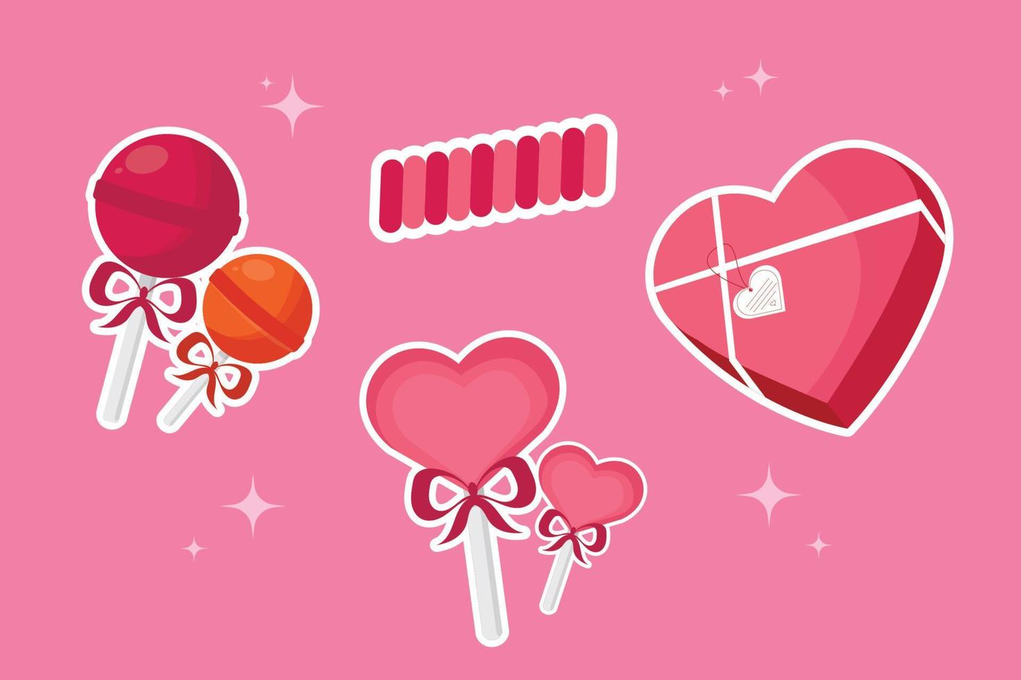 Valentine's day candy and love box element collection in flat design simple and elegant vector design