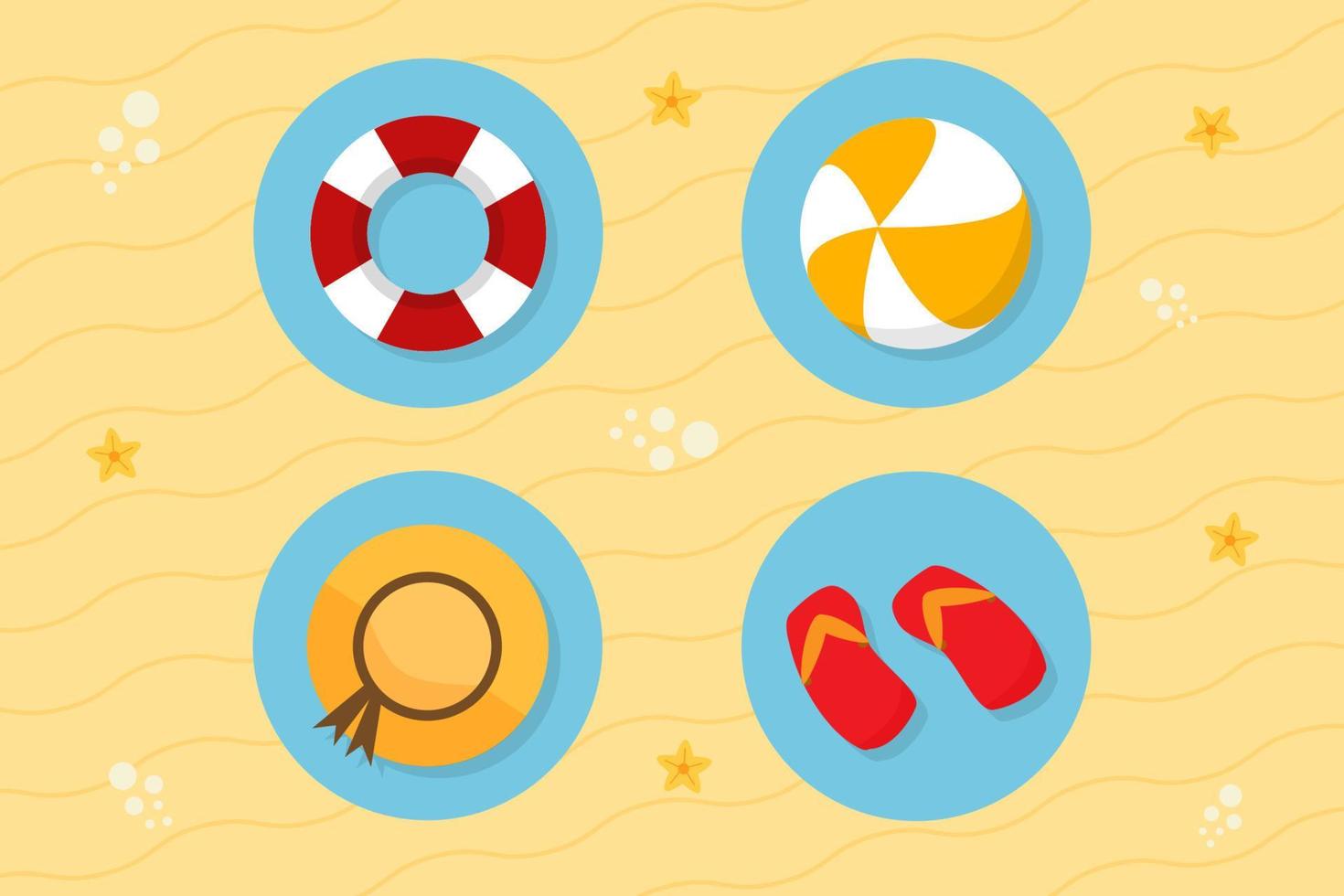 Summer Element Collections in Flat Illustrations vector
