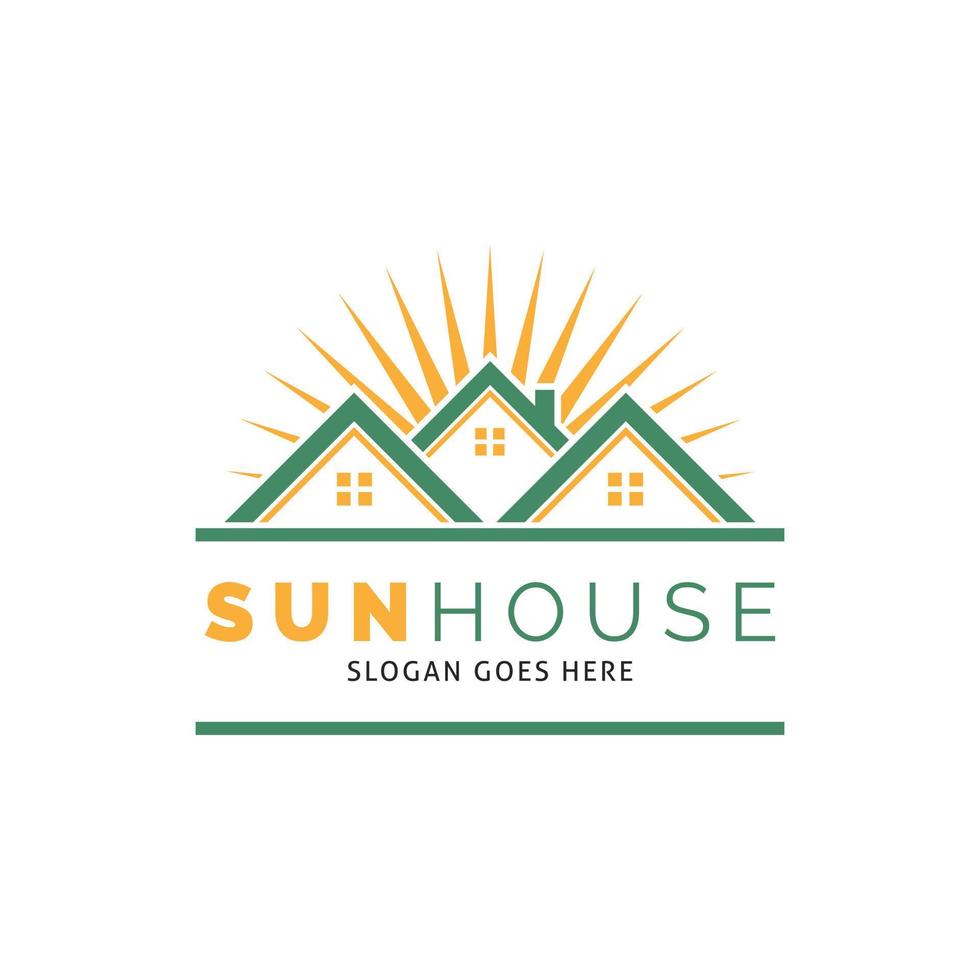 Sun House Icon Vector Logo Template Illustration Design