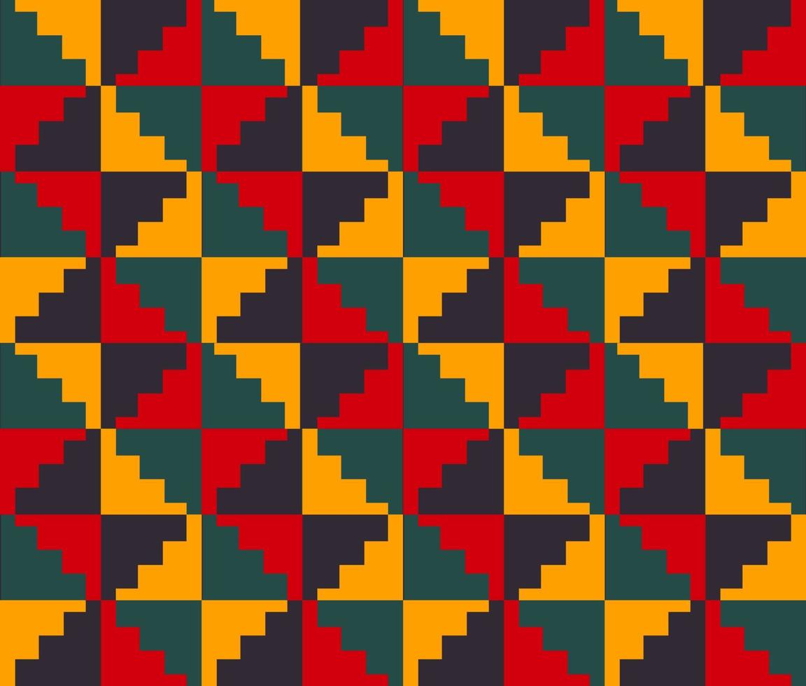 patrón de colores del triángulo cuadrado geométrico africano. kilim azteca patrón geométrico sin fisuras estilo colorido africano. uso de patrones geométricos abstractos para tejidos, textiles, elementos de decoración del hogar. vector