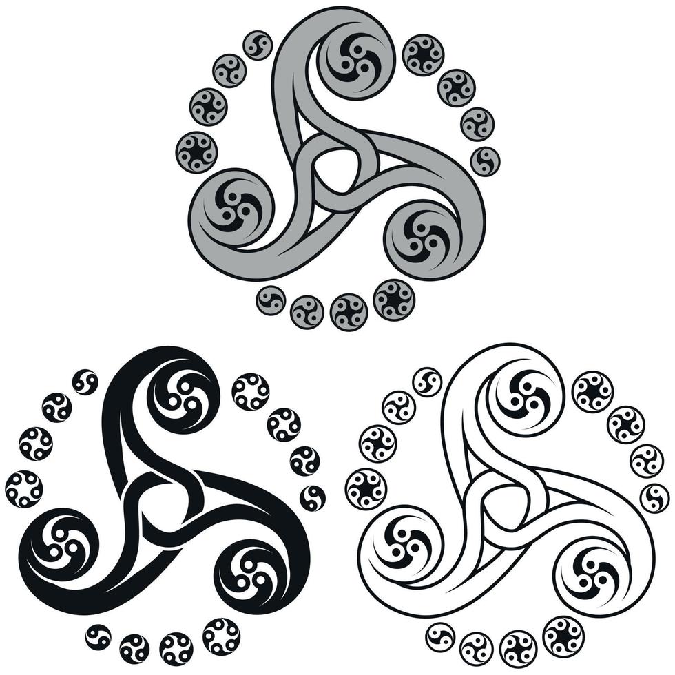 Knotted triskelion symbol design vector