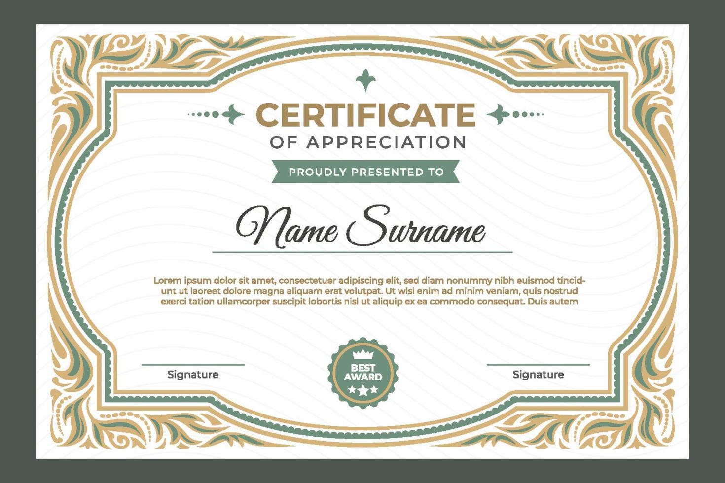 Victorian Classic Certificate Template vector