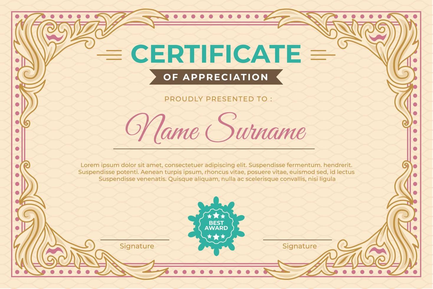 Victorian Classic Certificate Template vector